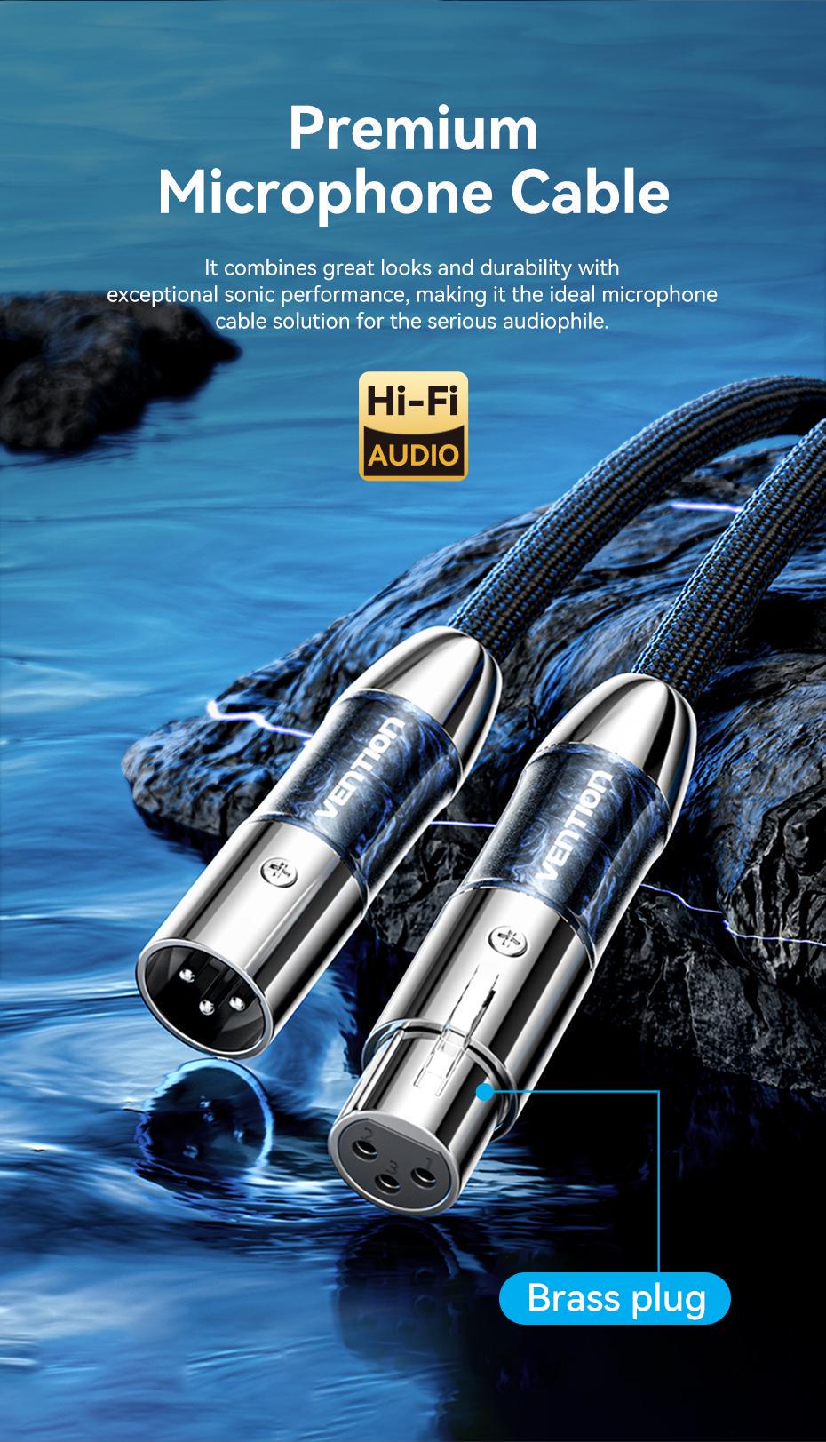 Кабель мікрофонний Vention XLR 5 м Балансний посріблена мідь OFC потрійне екранування 5 м Синій (BLALJ) - фото 4 Кабель мікрофонний Vention XLR 5 м Балансний посріблена мідь OFC потрійне екранування 5 м Синій (BLALJ) - фото 4