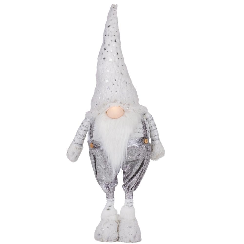 Фигурка новогодняя с подсветкой Серебряный гном 72 см (9163-044)