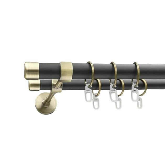 Карниз трубчатый двухрядный Orvit Заглушка открытый 16/16 мм 200 см Черный/Антик (000-7505) - фото 1 Карниз трубчатый двухрядный Orvit Заглушка открытый 16/16 мм 200 см Черный/Антик (000-7505) - фото 1