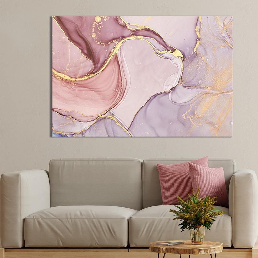 Настенный декор картина на холсте для интерьера Розовый мрамор 120x80 см (45-1)