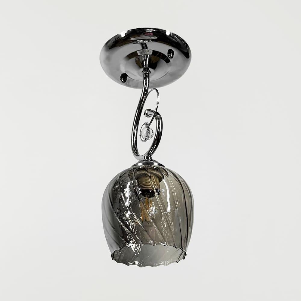 Светильник с цветочным узором на графитовом плафоне Ø20х32 см Серебряный (6368/1A CH+GR)