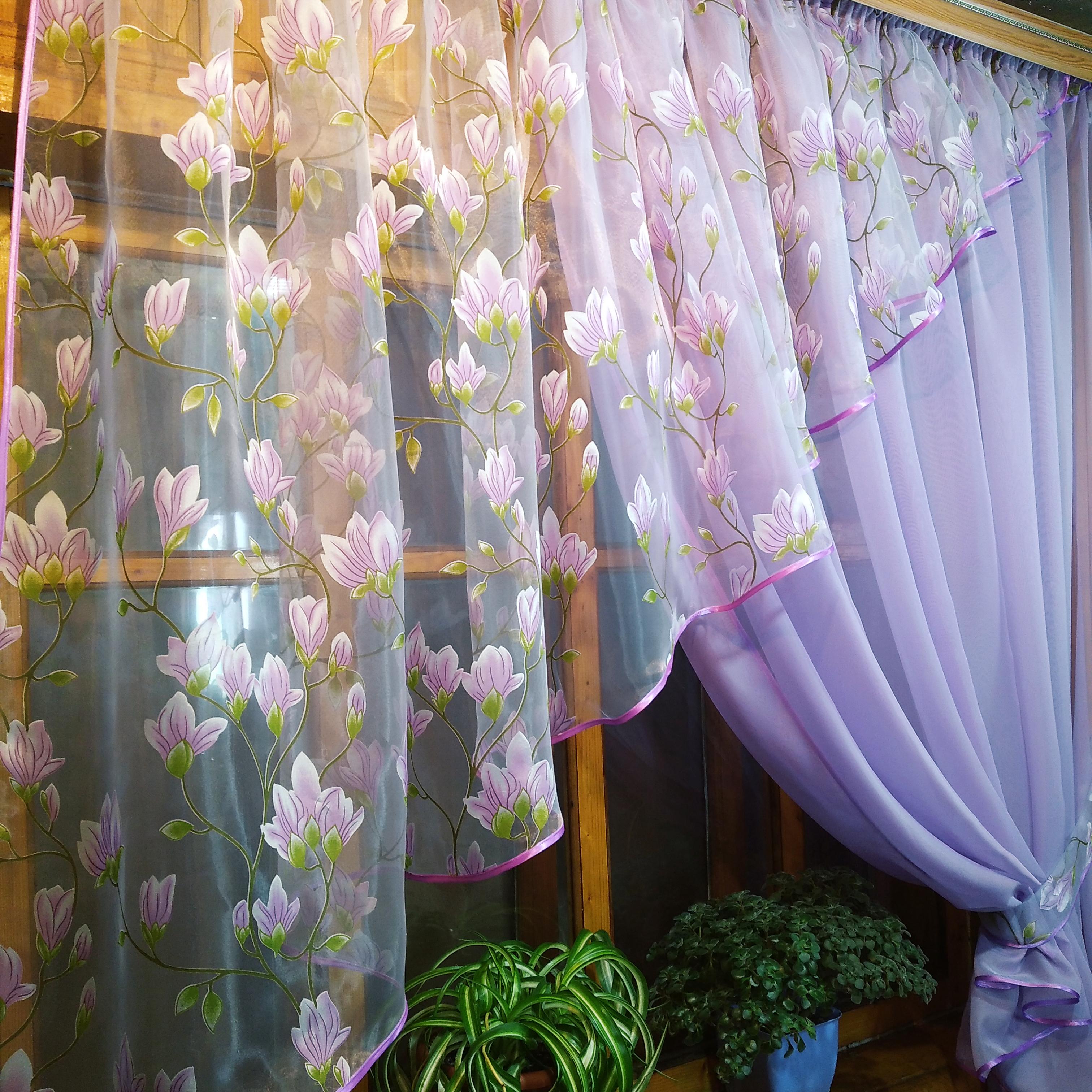 Тюль короткая Анжелика Веточка правая Сиреневый (19229563) - фото 5