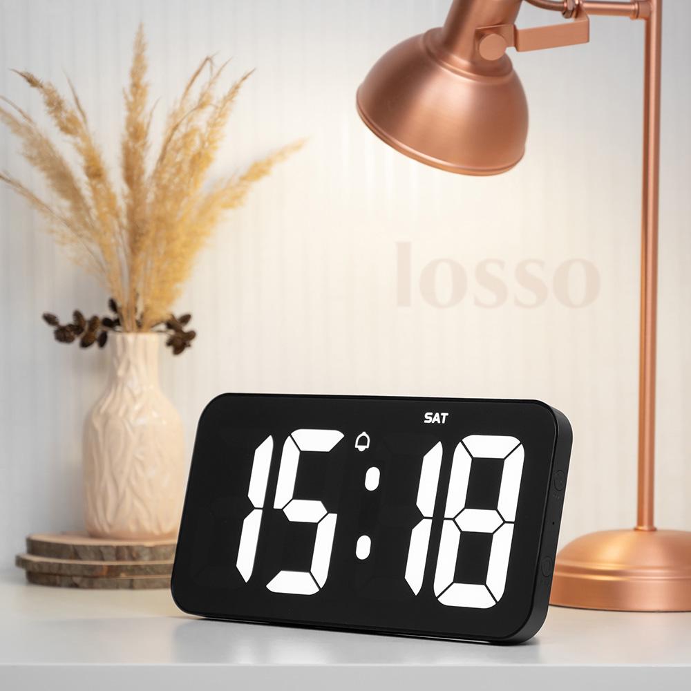 Настінний годинник електронний LOSSO Premium W-500 з LED підсвічуванням Чорний (369505098) - фото 4