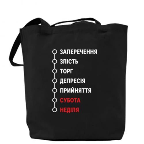 Шоппер 7 стадий недели 37x41 см Черный (17865273-2-204054)