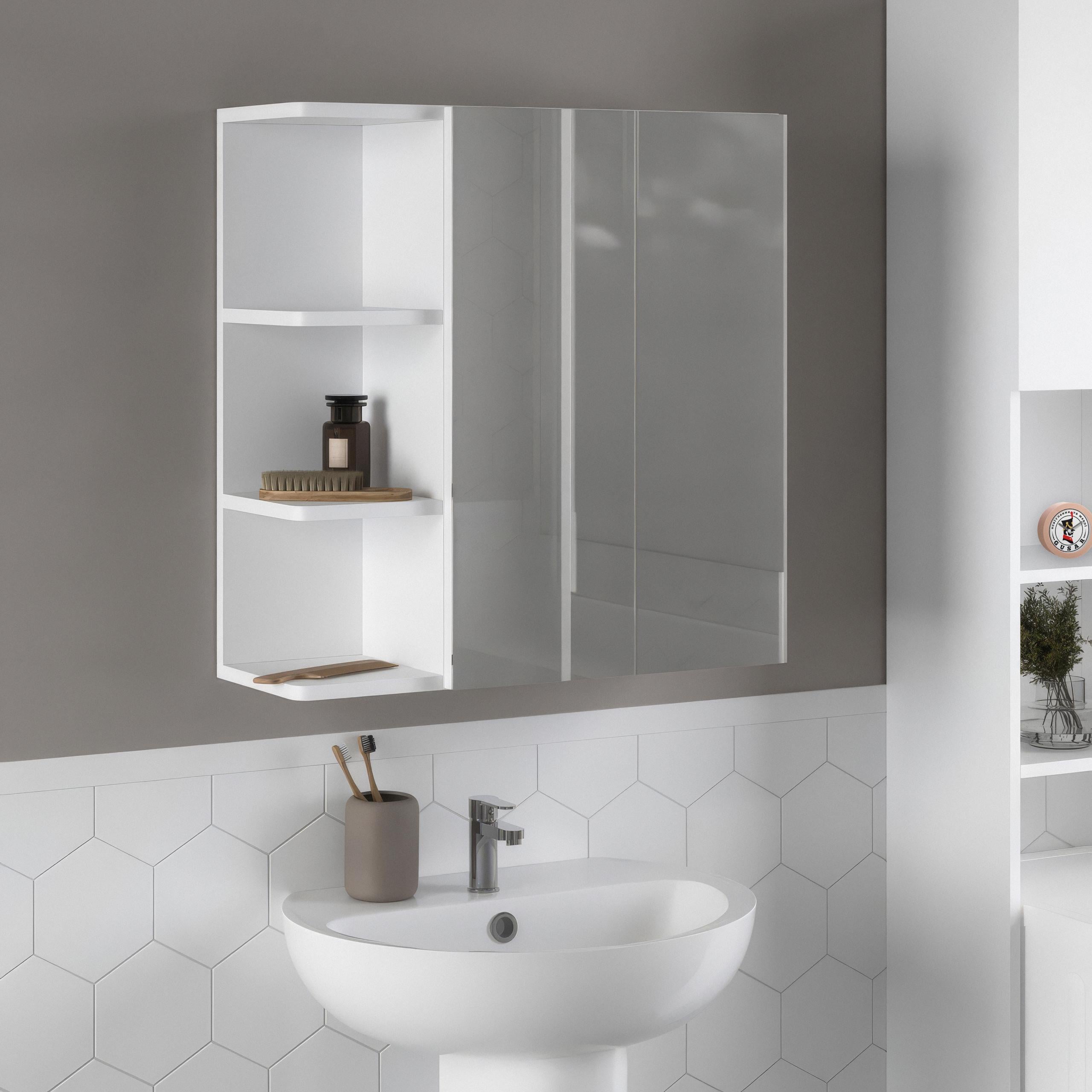 Зеркало с полками для ванной комнаты F-51 620х208х640 мм Белый