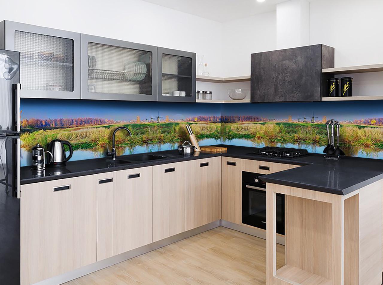 Кухонный фартук Вид на лес с самоклеющейся виниловой пленки 60х300 см Зеленый