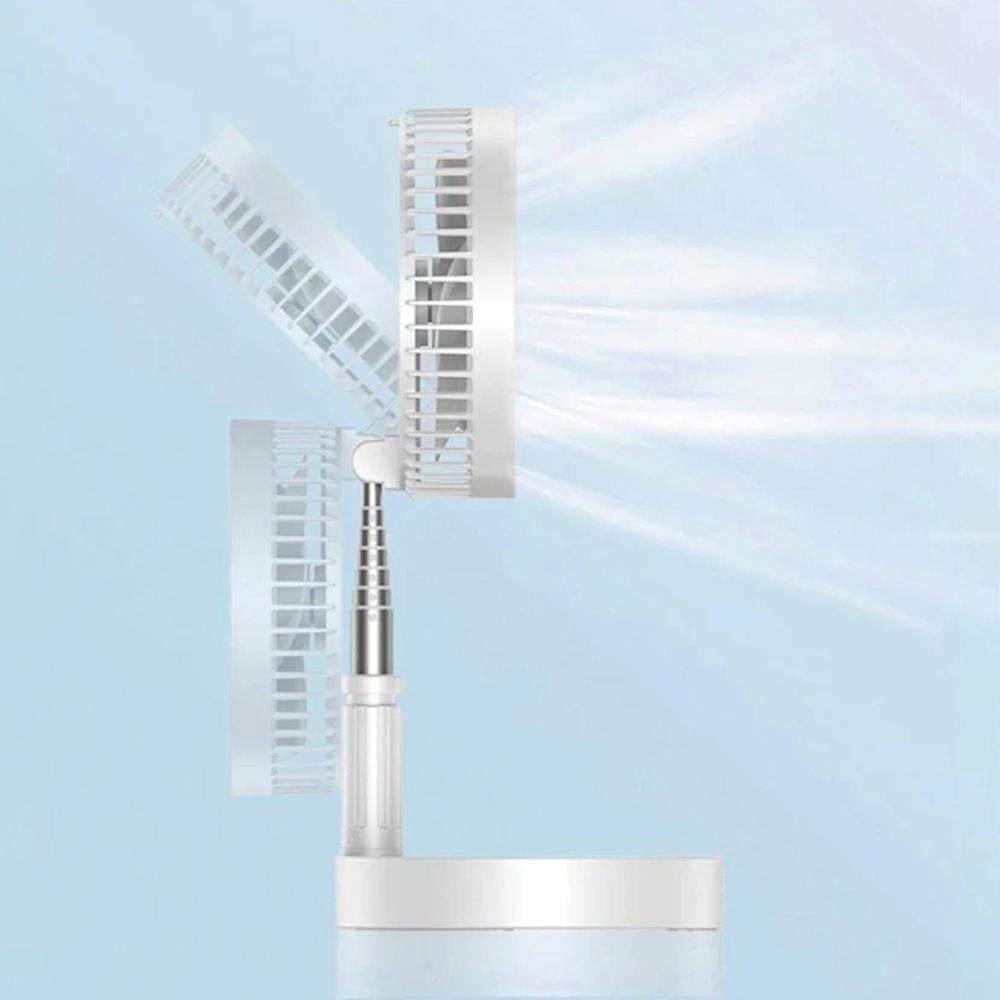 Настольный и напольный вентилятор 2в1 на аккумуляторе и USB складной с телескопической штангой Белый - фото 8