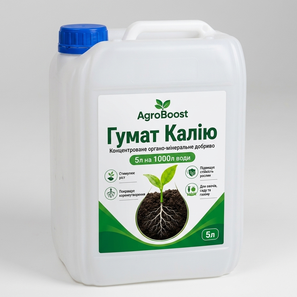 Удобрение органо-минеральное AgroBoost Гумат калия жидкий концентрат и стимулятор роста 5 л (38470632)