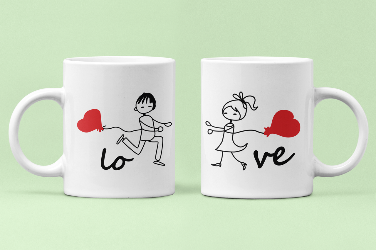 Чашки парні "Love" хлопчик та дівчинка для закоханих 330 мл Білий (ВЛ152Ч)