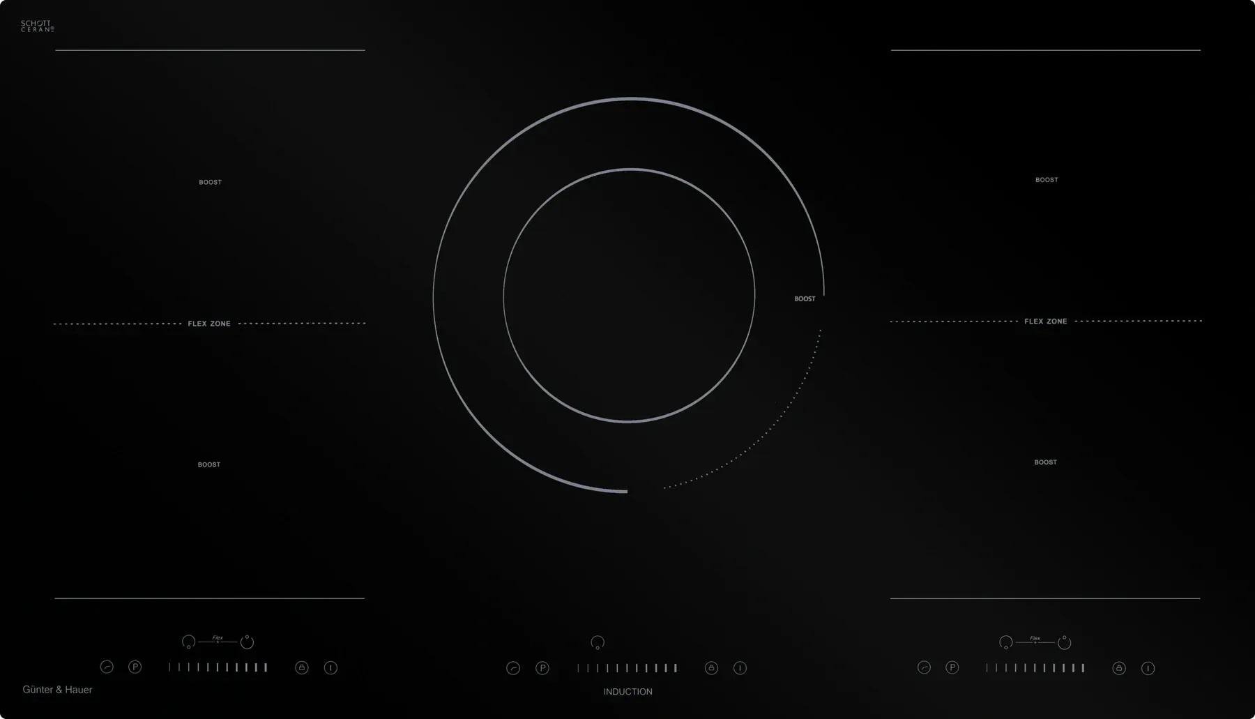Варильна поверхня індукційна Gunter&Hauer I 930 M Flex Zone 5 конфорок (28598867)