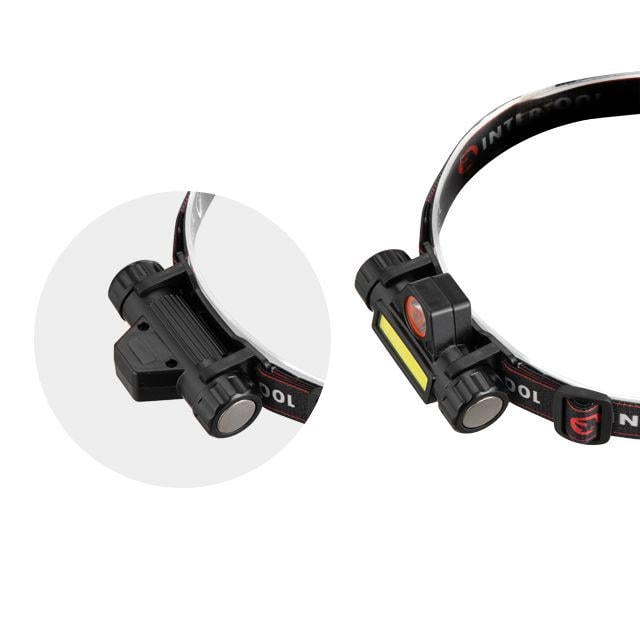 Ліхтар налобний акумуляторний Intertool LB-0309 XPE COB магніт - фото 4 Ліхтар налобний акумуляторний Intertool LB-0309 XPE COB магніт - фото 4