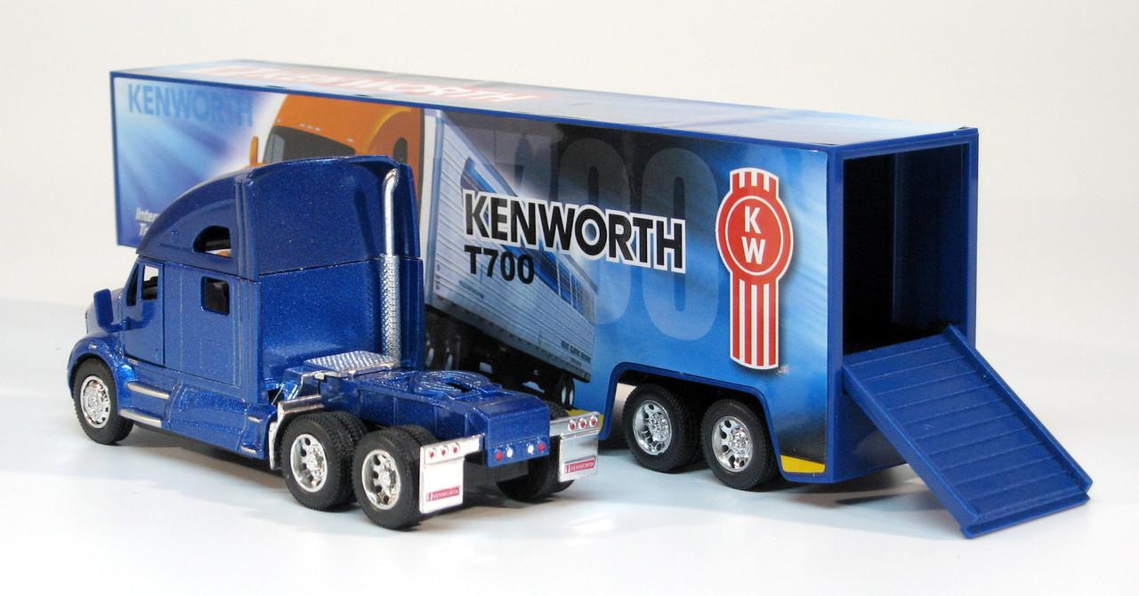 Машинка Kinsmart металлическая KT1302W Kenworth T700 with container Cиний - фото 7 Машинка Kinsmart металлическая KT1302W Kenworth T700 with container Cиний - фото 7
