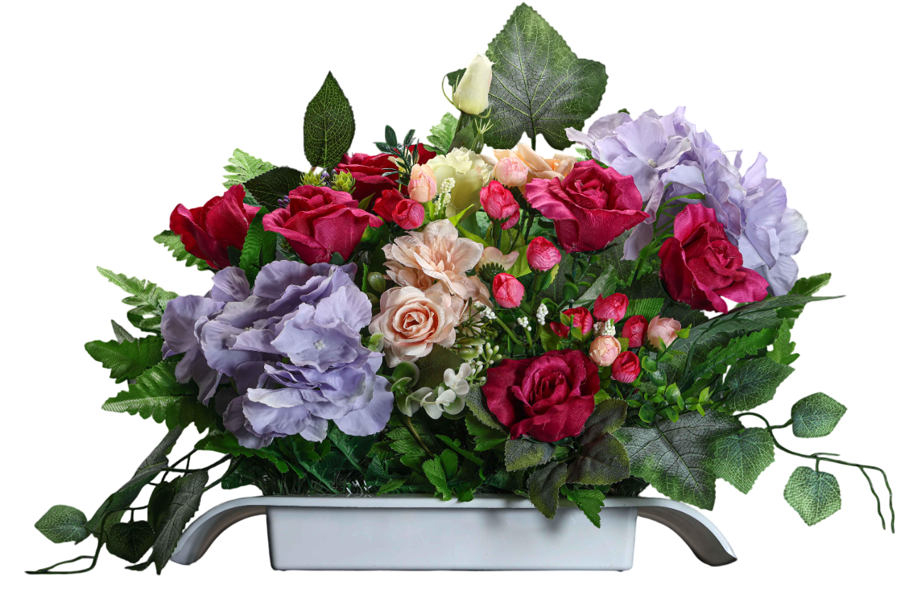 Композиция Gala Decor из искусственных цветов в белом кашпо 40 см (КБ4030МБ)