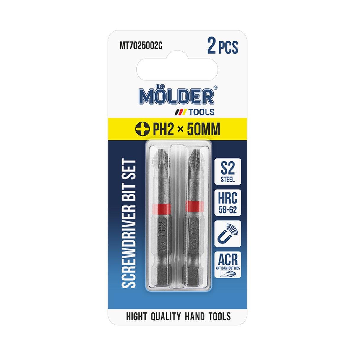 Набор битов Molder PH2x50 мм 2 шт. Разноцветный Набор битов Molder PH2x50 мм 2 шт. Разноцветный