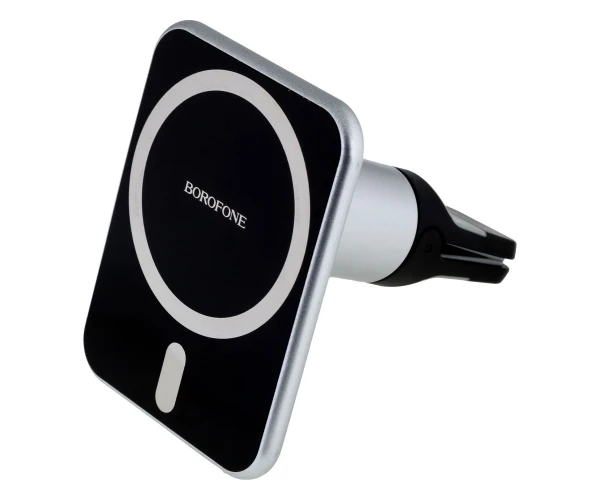 Тримач автомобільний магнітний Borofone BH43 з функцією безпровідної зарядки MagSafe для Apple iPhone 12 серії Вlack/Silver