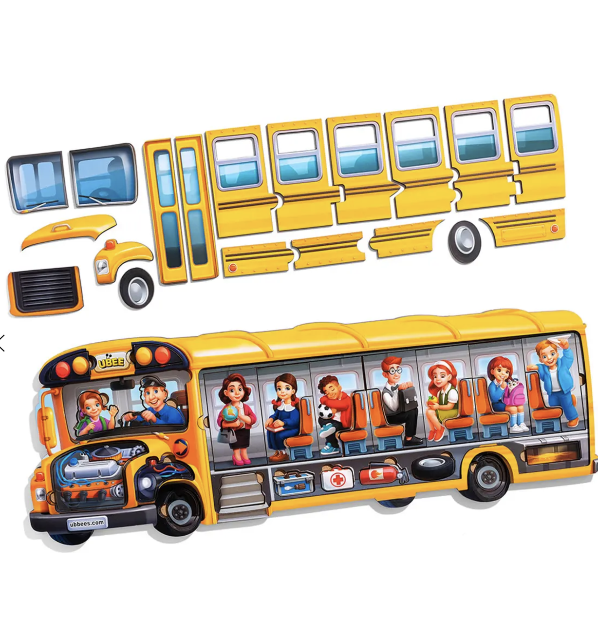 Пазл вкладиш дерев'яний двошаровий Ubumblebees Шкільний Автобус 20+ деталей