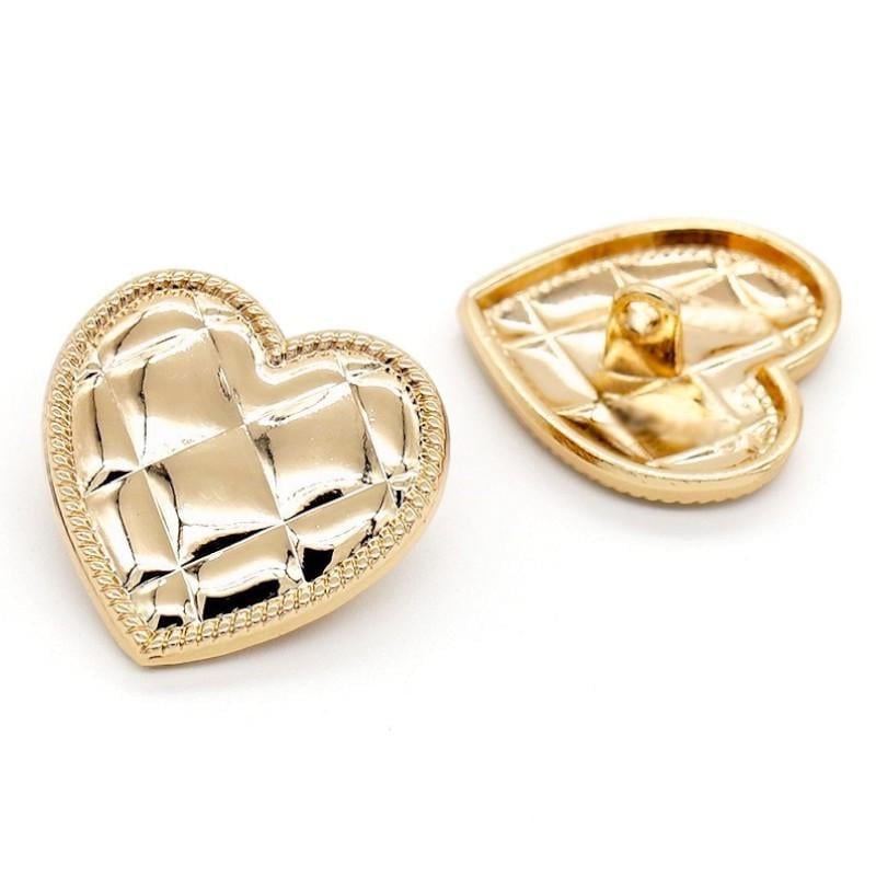 Пуговица Quilted heart LuxFabric на ножке металл 17х17 мм 1 шт. Золотистый (ПВ1717с49)