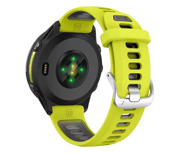 Ремешок Silicone Dual Color для смарт-часов Garmin Forerunner 970 22 мм Черно-салатовый