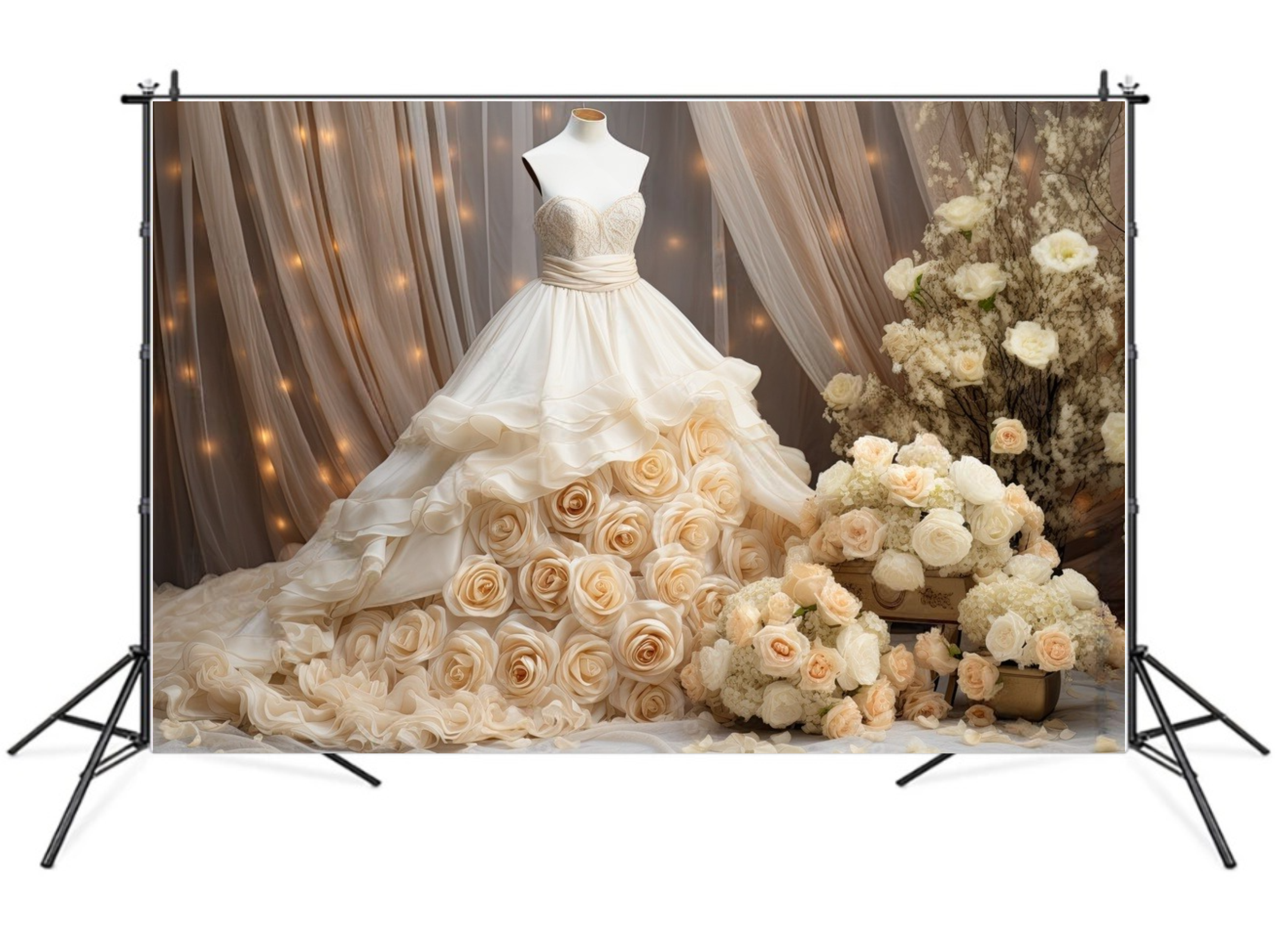 Фотофон виниловый текстурный Gipermag в свадебный салон Romantic Bridal 250х150 см (7849)