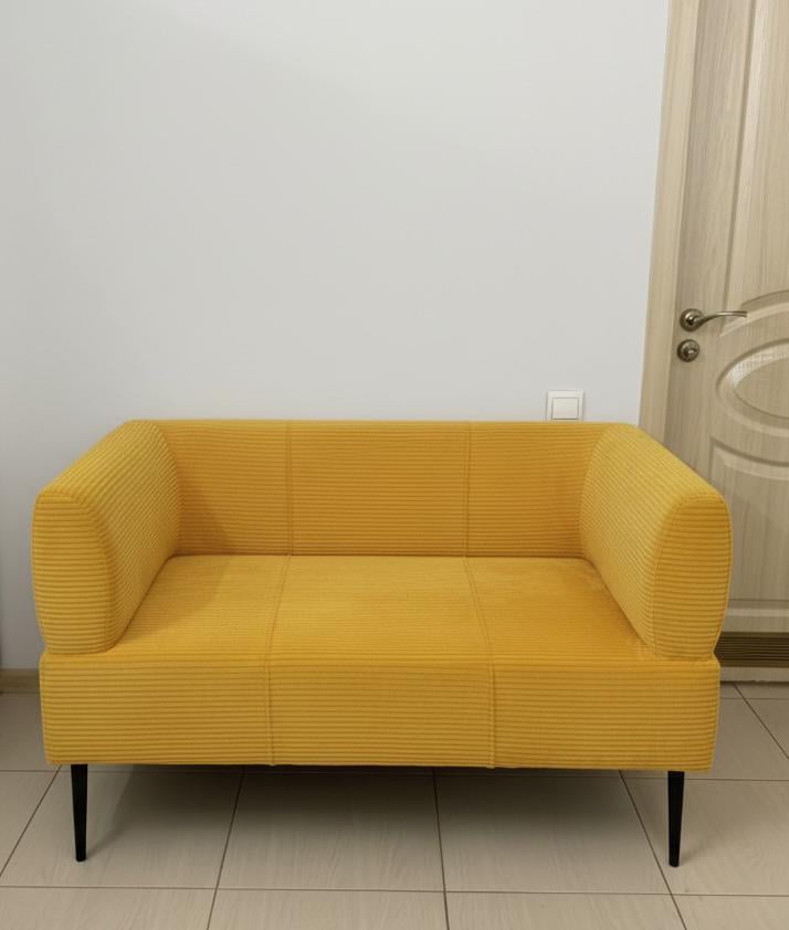 Диван офисный Tobi Sho Бенно-1 с подлокотниками велюр вельвет 1200х720х750 мм Lotus 45/Yellow