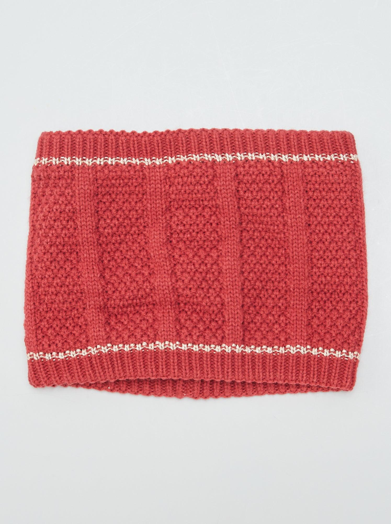 Шарф-снуд дитячий в'язаний для дівчинки Kiabi на флісі 3-6 років Вишневий (0760)