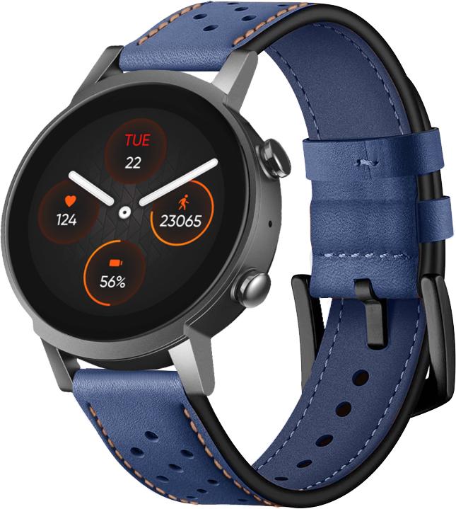 Ремешок кожаный Classico для Mobvoi TicWatch E3 Blue (26758-28) - фото 1