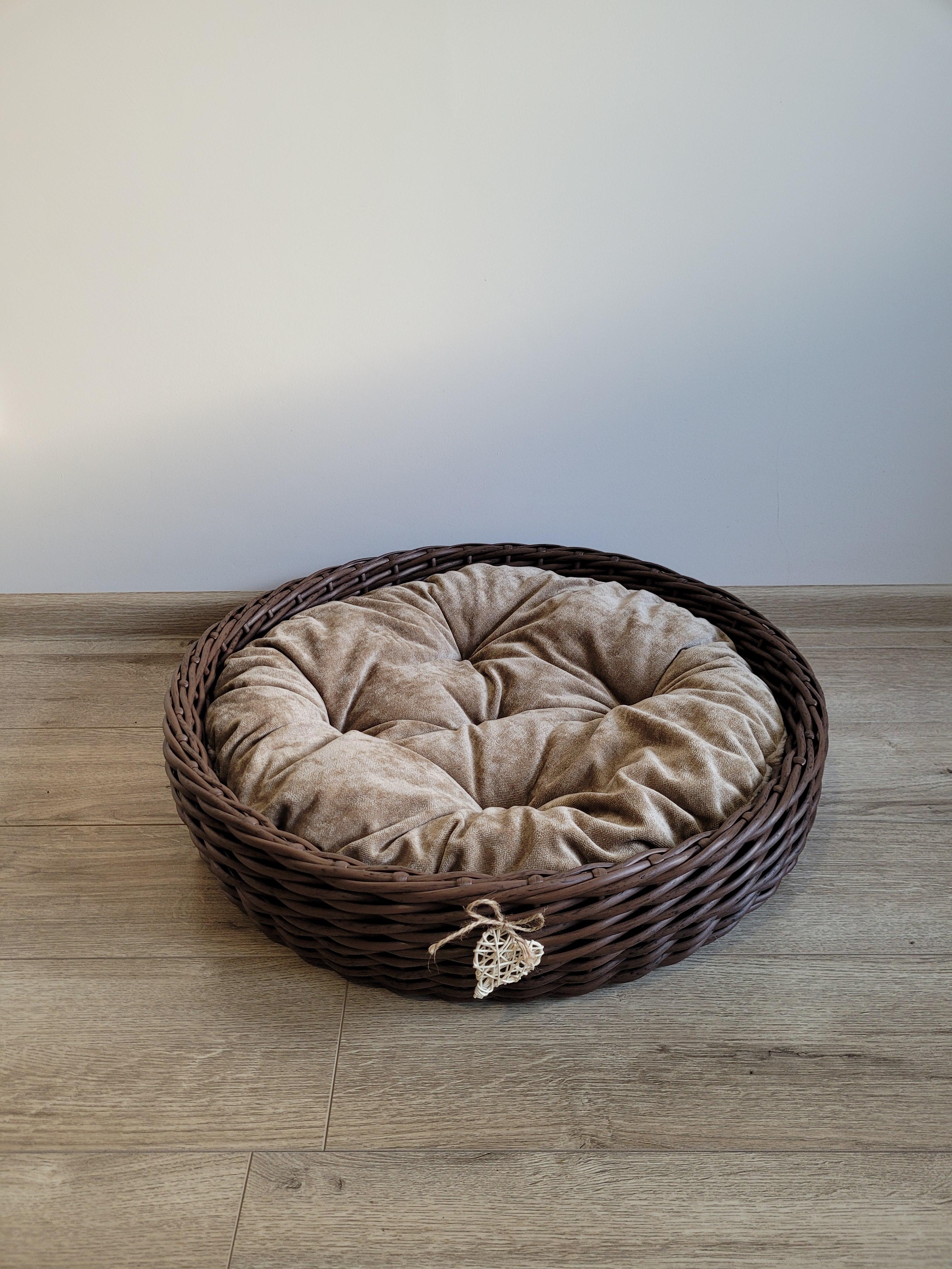 Лежак для животных из искусственного ротанга ручной работы M Дерево темное (331008) - фото 4