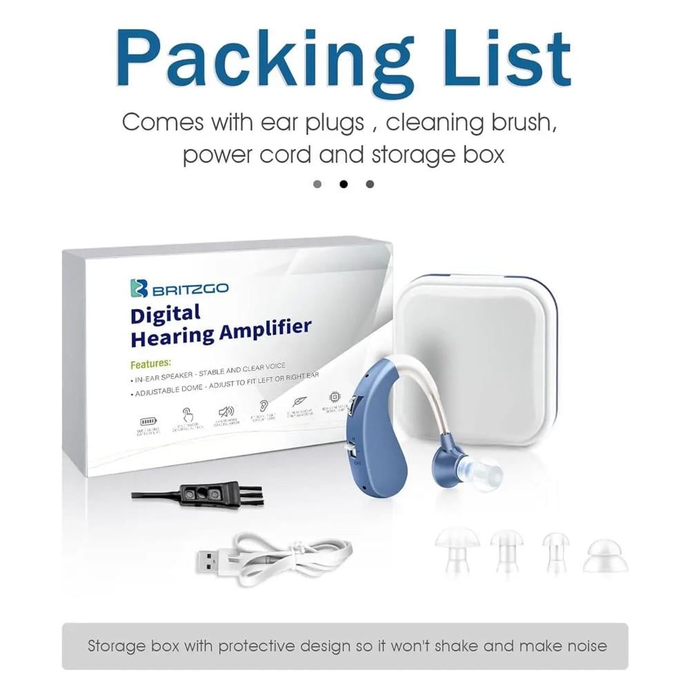 Слуховой аппарат Britzgo Digital Hearing Amplifier перезаряжаемый усилитель звука заушной Синий - фото 5 Слуховой аппарат Britzgo Digital Hearing Amplifier перезаряжаемый усилитель звука заушной Синий - фото 5