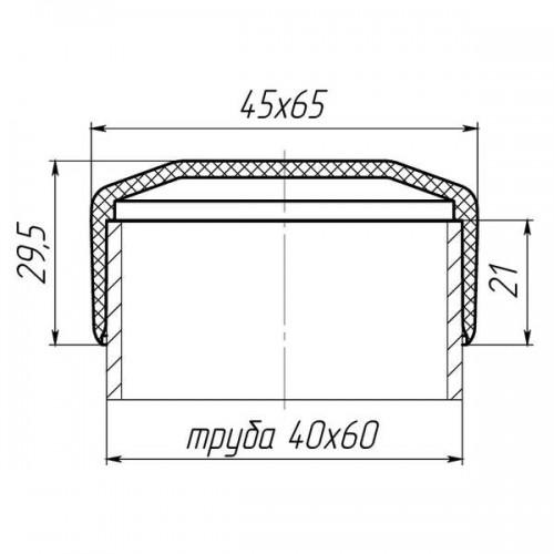 Заглушка Steelfix 60х40 мм зовнішня прямокутна для труби 25 шт. Чорний (246234) - фото 2