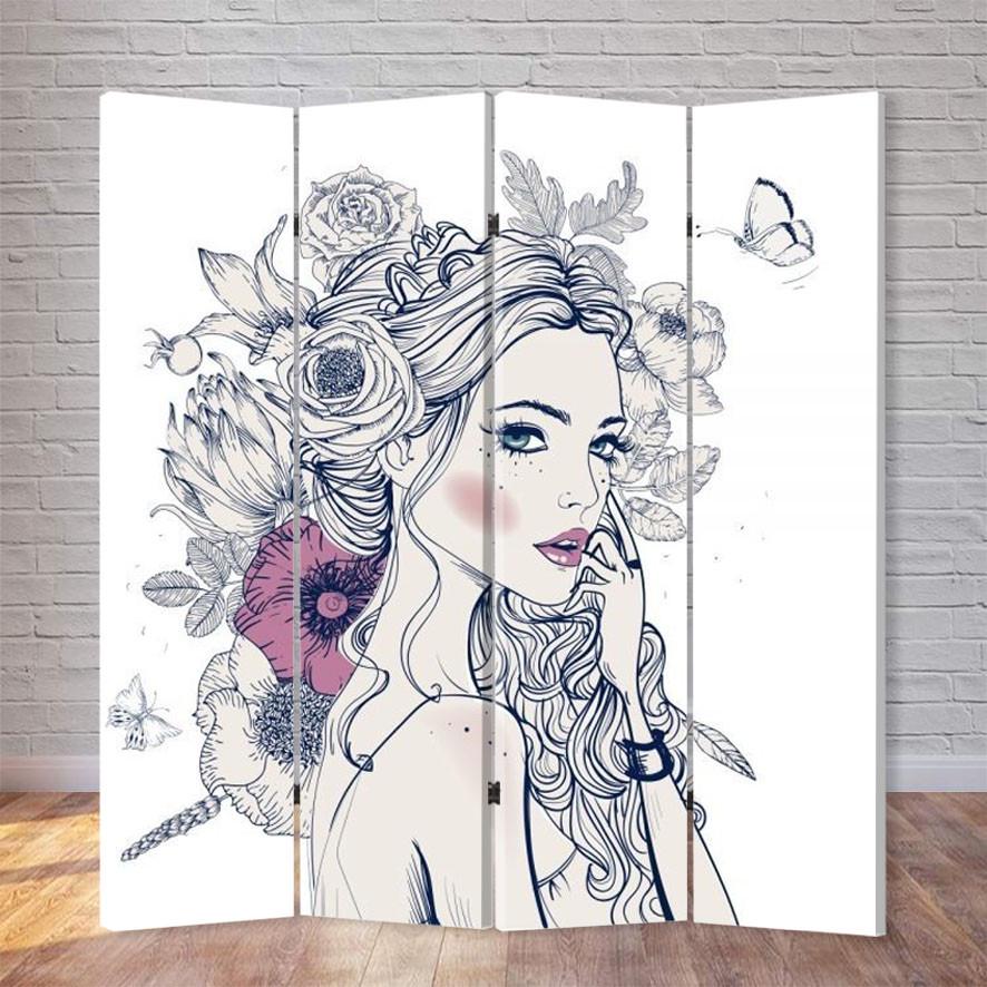 Ширма Девушка в цветах 160х180 см (936049268)