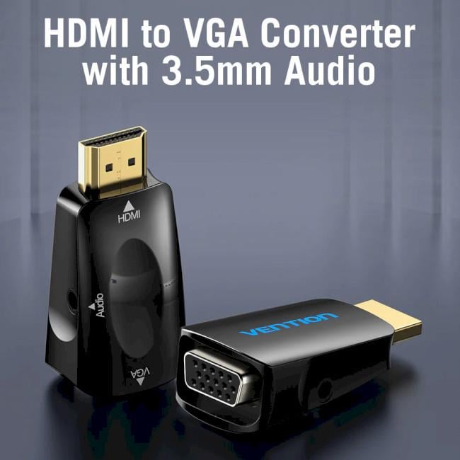 Адаптер-перехідник Vention HDMI-VGA+Audio v1.4 Чорний (605706) - фото 2