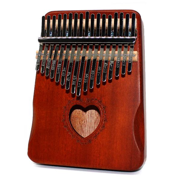 Музыкальный инструмент Kalimba на 17 язычков с гравировкой сердечко Коричневый (942460dc)