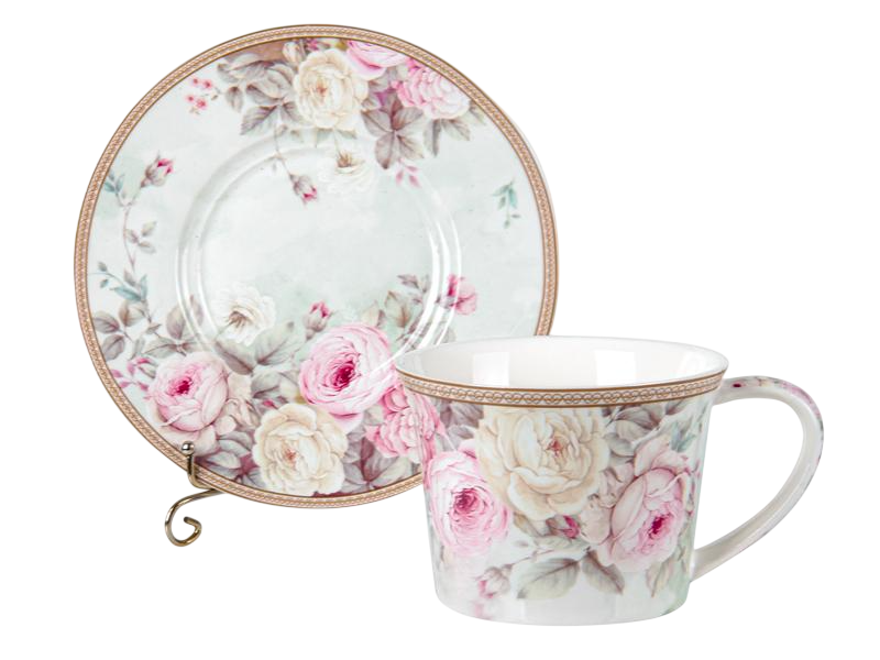 Чашка фарфоровая с блюдцем Lefard Английская роза 220 мл (924-564) Чашка фарфоровая с блюдцем Lefard Английская роза 220 мл (924-564)