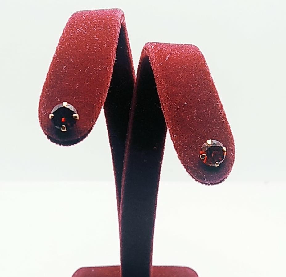 Серьги серебро позолоченное пусеты имитация рубин 925° 0,90 г (с3фг/660)