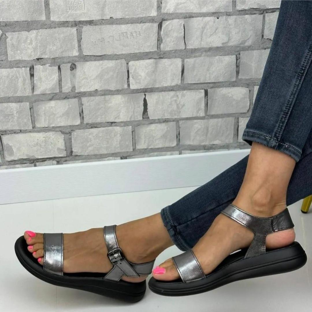 Босоножки женские из натуральной кожи р. 41/26,5 см Никель (26204) Босоножки женские из натуральной кожи р. 41/26,5 см Никель (26204)