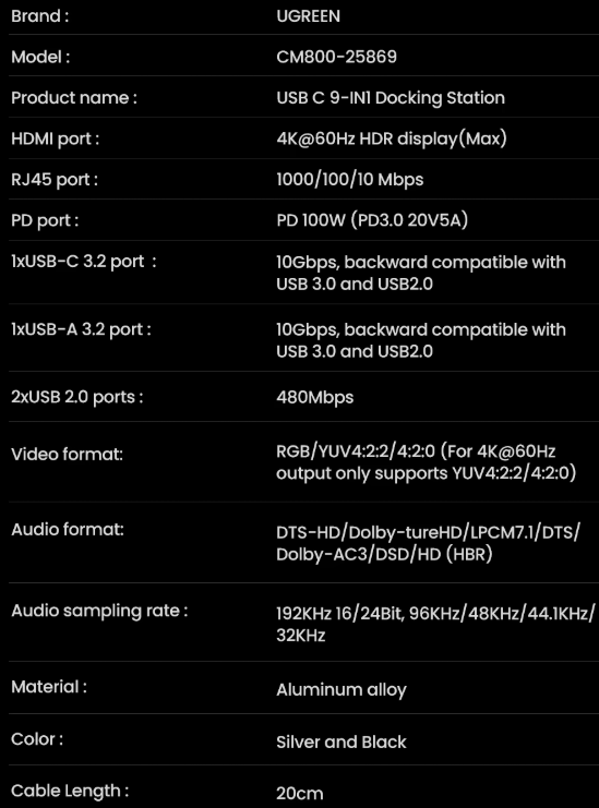Хаб UGREEN 9в1 Steam Deck Dock 4K60Hz PD100W (2623016416) - фото 5 Хаб UGREEN 9в1 Steam Deck Dock 4K60Hz PD100W (2623016416) - фото 5