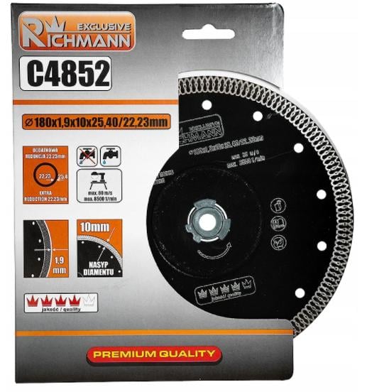 Диск алмазный Richmann для керамики 180 x1,9 мм высота сегмента 10 мм (С4852)