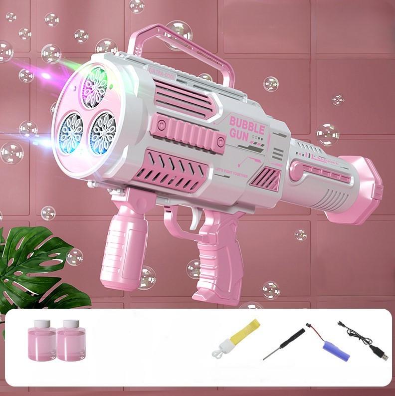 Пистолет мыльных пузырей автоматический Bubble Gun Bazooka Бело-розовый