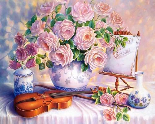 Набор алмазной мозаики ColorArt Розы и скрипка 40х50 см (SP050)