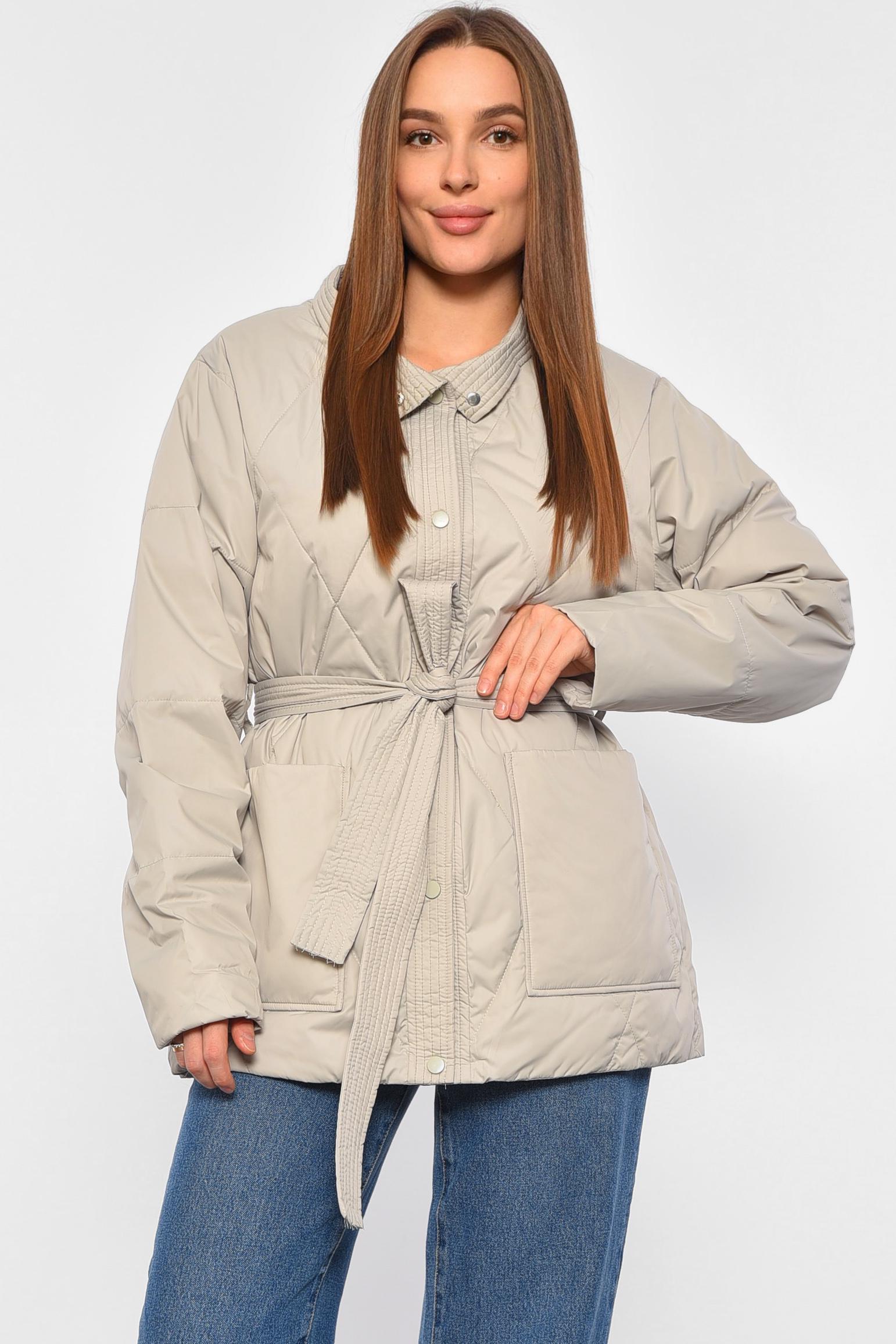 Куртка женская демисезонная с поясом 3XL Светло-серый (188989) Куртка женская демисезонная с поясом 3XL Светло-серый (188989)
