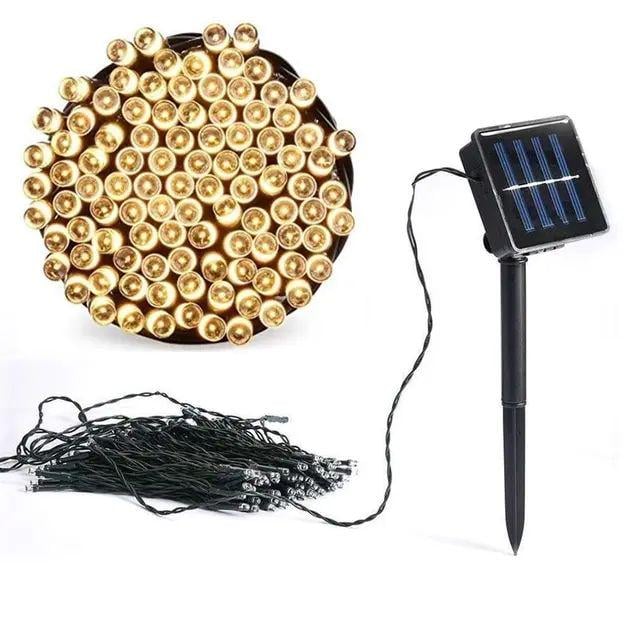 Гирлянда нить уличная на солнечной батарее 1500 LED IP65 влагонепроницаемая с желтым свечением 150 м Гирлянда нить уличная на солнечной батарее 1500 LED IP65 влагонепроницаемая с желтым свечением 150 м
