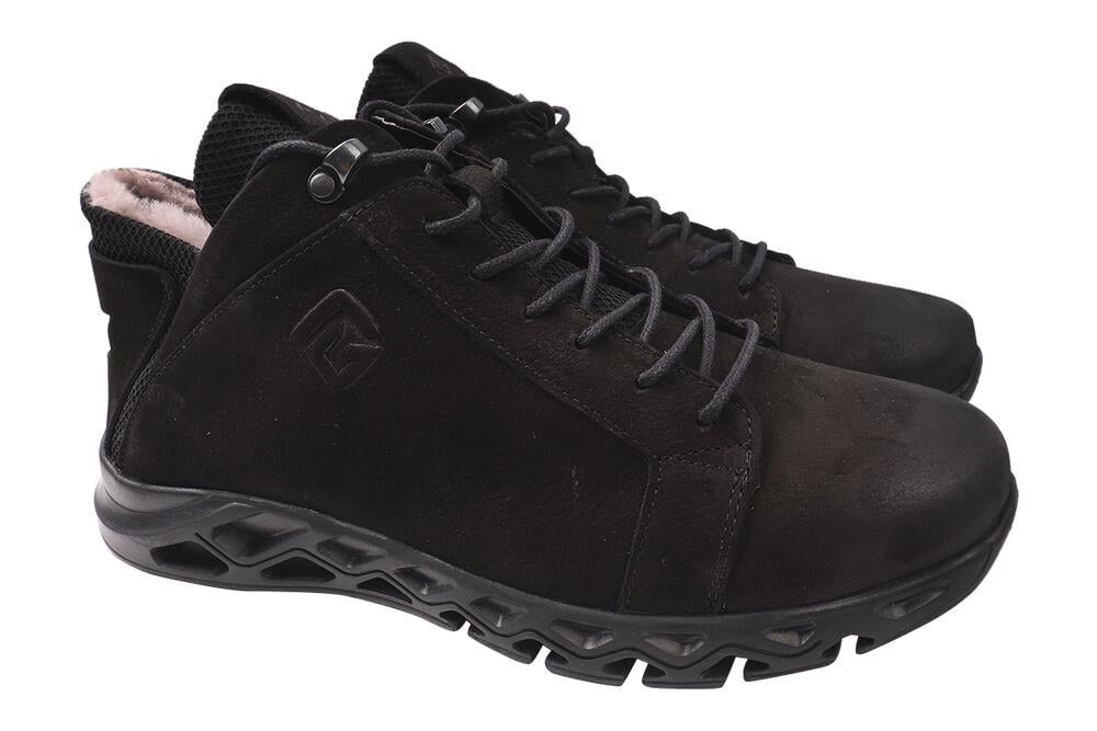 Ботинки мужские Respect из натуральной кожинубук на платформе на шнуровку Черный (5-21ZHS 44)