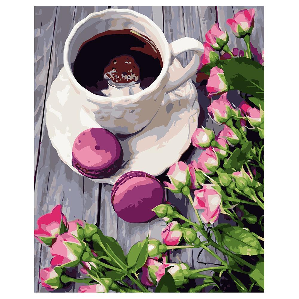 Картина по номерам Strateg Кофе с макарунами 40x50 см (VA-0780)