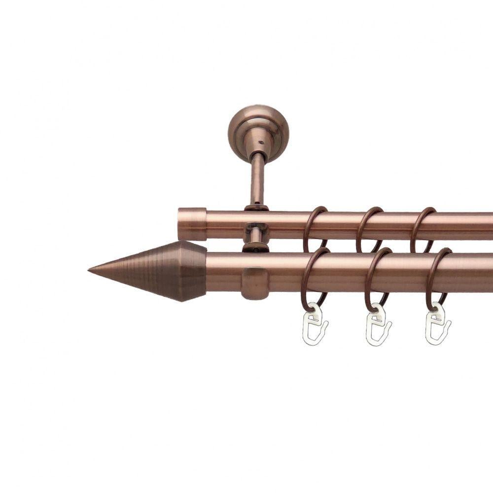 Карниз для штор Orvit Конео двухрядный гладкий 25\19 мм 160 см Античная медь (00-00012599)
