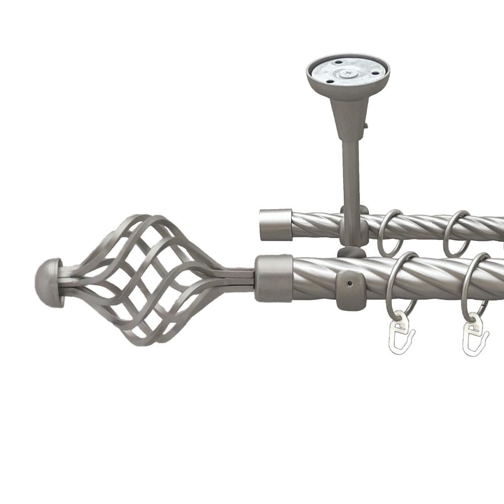 Карниз Orvit Арезо металевий дворядний відкритий до стелі скручена труба кільце металеве 25/16 мм 200 см Сатин (00-00024055)