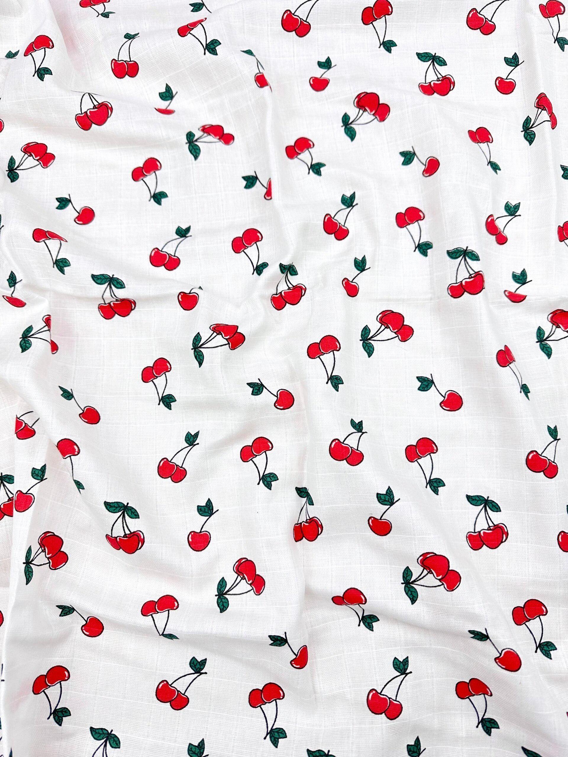 Пеленка муслиновая Вишенки №15 100х80 см (448)