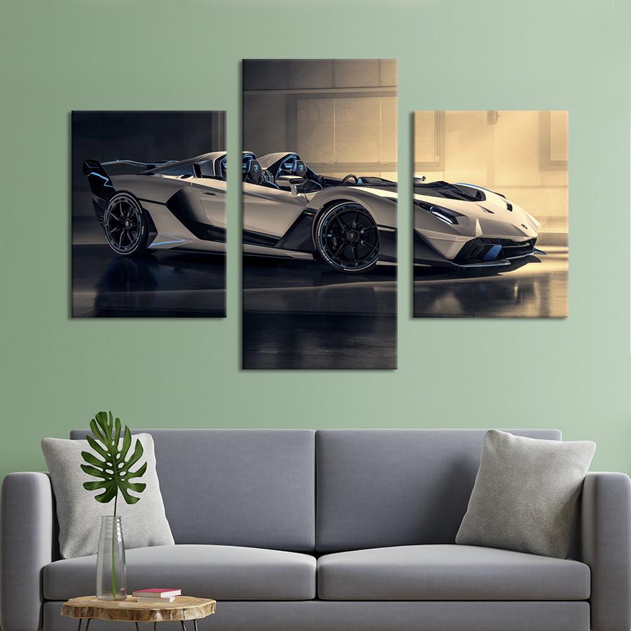 Картина на холсте триптих Автомобиль будущего Lamborghini SC20 96x60 см (1269-32)