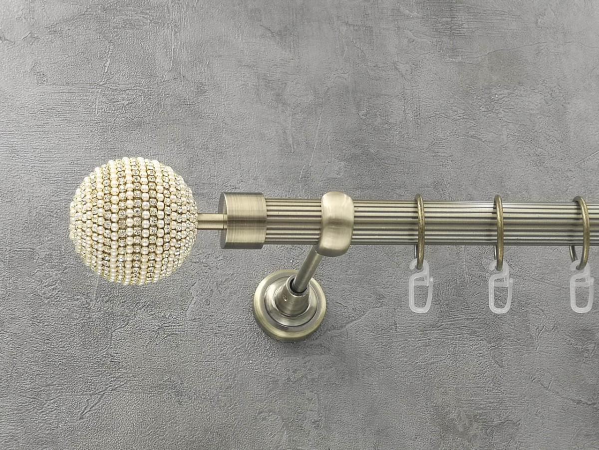 Карниз Quadrum Карера рифленая штанга одинарный открытый 25 мм 240 см Антик (262041051)