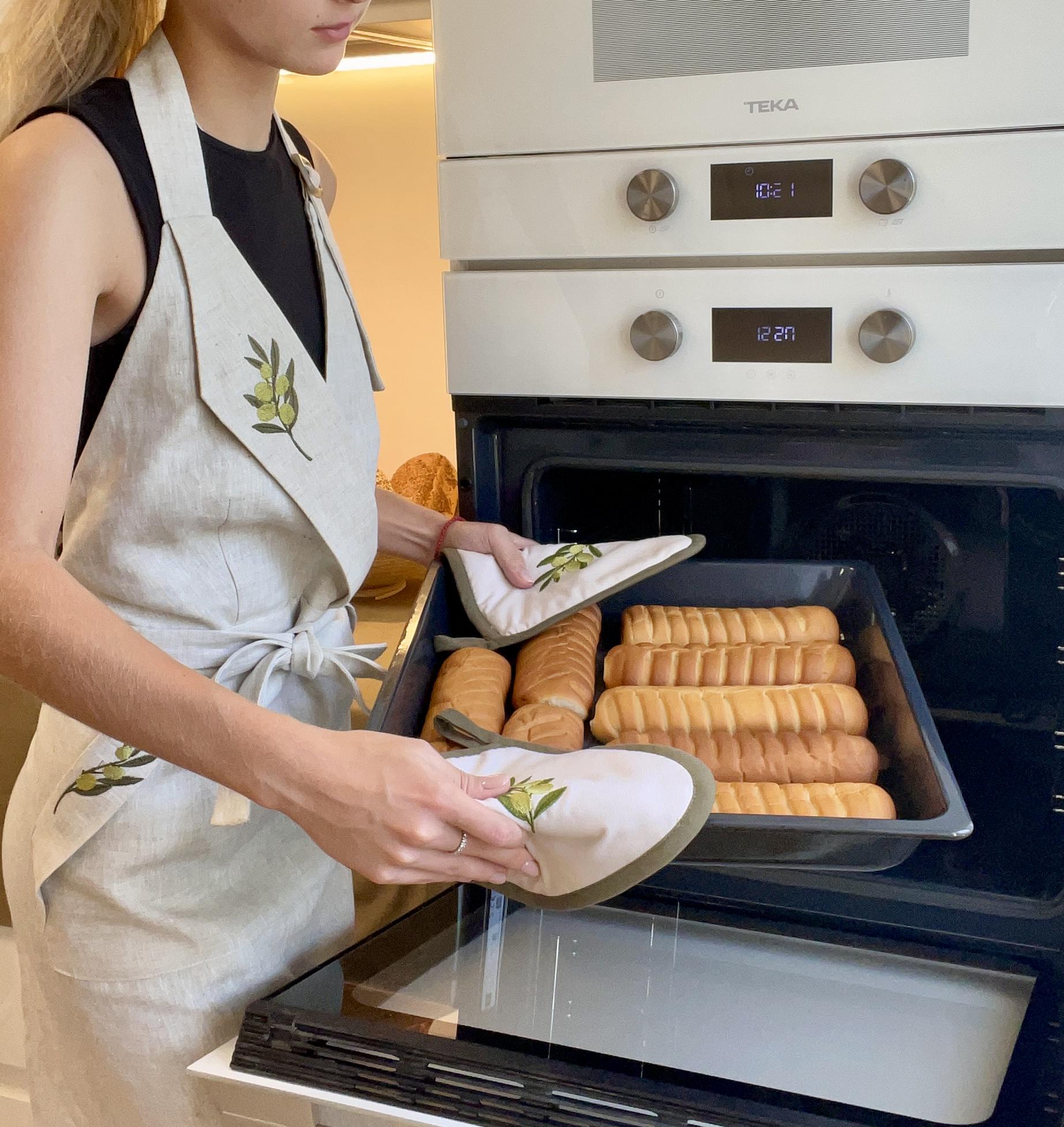 Фартук льняной с вышивкой Олива (30090924) - фото 4 Фартук льняной с вышивкой Олива (30090924) - фото 4