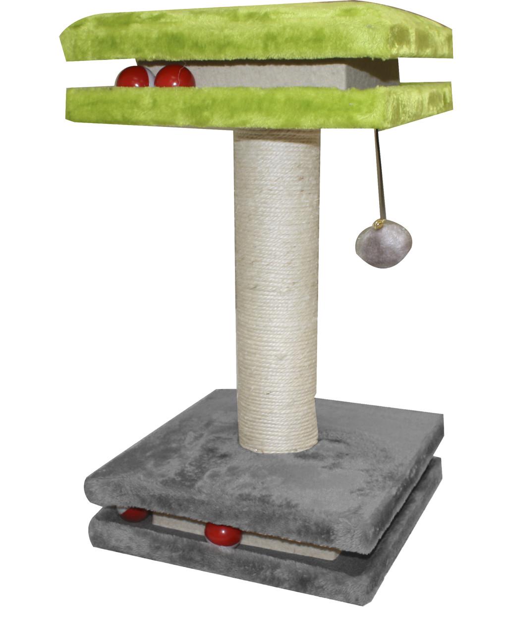 Когтеточка этажерка с шариками Croci Interactive Floors 35х35х50 см плюш/сезаль